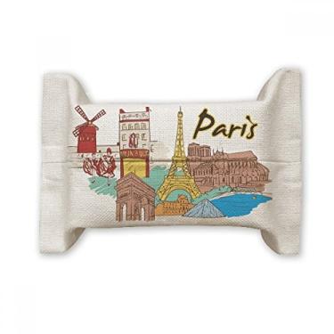 Imagem de Capa de papel para lenços faciais em aquarela da Torre Eiffel da França Paris