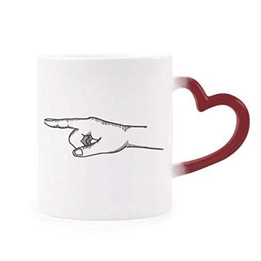 Imagem de Caneca sensível ao calor, desenho de linha, estampa de gesto à esquerda, muda de cor, copo de grés