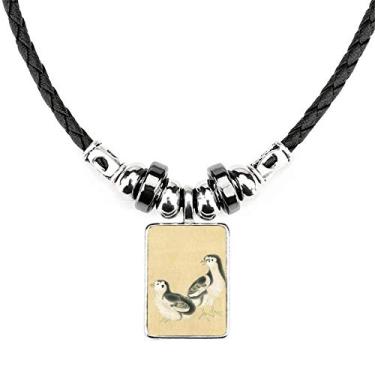 Imagem de DIYthinker Pintinhos para alimentar boneco chinês, colar de pintura joias, torque, pingente de corda de couro