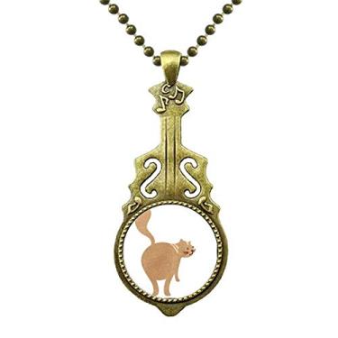 Imagem de DIYthinker Colar de gato fofo marrom com pingente de música de guitarra antiga