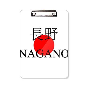 Imagem de Placa de apoio para a pasta bandeira do sol vermelha da Nagano com nome da cidade japonesa A4
