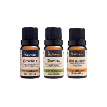 Imagem de Kit Óleo essencial Para Foco, Concentração e Bem Estar - Citronela, Copaíba e Anis Estrelado - Via Aroma.