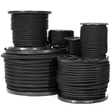 Imagem de Cabo de choque – vários comprimentos – Cordão elástico trançado de diamante preto – Possui 100% de elasticidade, absorção de choque e fixação forte – Acampamento, Kayak Decks, Artesanato, Cadeiras de gravidade e Tie-Down, 100 X 38DWSC-BLACK-~GOLB_TS61918, Preto, 3/8 Inch X 100 Feet