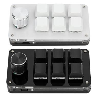 Imagem de Mini Teclado Programável,Teclado Mecânico De 6 Teclas Teclado De Jogo Branco Plug And Play Teclado De Macro Com Botão Para Jogos De Escritório(Preto e branco),