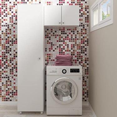 Imagem de Conjunto Lavanderia Multiuso 2 Peças 1 Armário Aéreo Am3103 1 Armário Multiuso Am3100 Tecno Mobili Branco