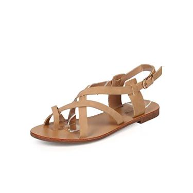 Imagem de Breckelles Kiera-04 Natural Leatherette Toe Ring Criss Cross Slingback Sandal (5.5)