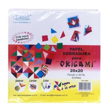 Imagem de Papel Dobradura Para Origami 20X20cm 60 Folhas - Leoni