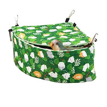 Imagem de Papagaio Calopsita Casa Quente Cama de Ninho de Pássaros Cama Pendurada Pássaros Cama de Dormir Cama de Papagaio Esconderijo Lã Lavável para Papagaio Periquito Calopsitas Budgies Lovebird (Grande, Verde)