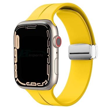 Imagem de Pulseira Silicone Fecho Magnetico Prata LTIMPORTS, compativel com Apple Watch 41mm, 40mm, 38mm e Apple Watch SE 40mm (Amarelo)