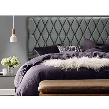 Imagem de Cabeceira Casal Estofada Nala Cia do Estofado Cinza