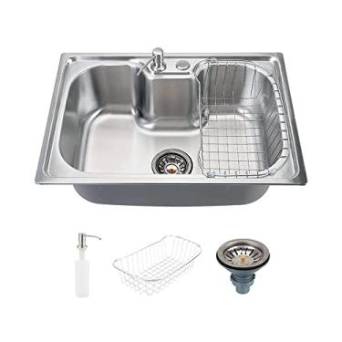Imagem de Pingoo.Casa, Cuba Para Cozinha Com Acessórios, Gourmet, Carajás, Com Borracha Anti-ruído Aço Inox, Inclui Cesto Escorredor, Dosador De Detergente 300ml, Válvula De Escoamento