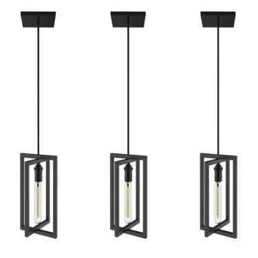 Imagem de Kit 3 Pendentes Luminárias Moderna Industrial Preto