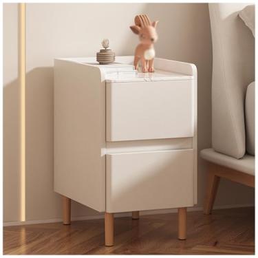 Imagem de KCTOT Mesa de canto de cama pequena mesa de cabeceira estreita mesa de cabeceira de mesa de cabeceira de bancada de ardósia estreita mesa de cabeceira de madeira maciça pernas de madeira maciça mesa de cabeceira lateral com gavetas (cor: D, tamanho: 25 x 40 x 50 cm (9,8 x 15,7 x 19,6 pol))