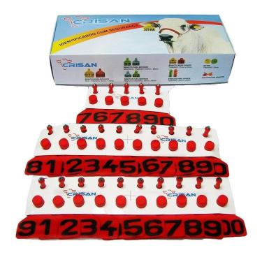 Imagem de Brinco Bovino Grande Crisan Vermelho 76 a 100