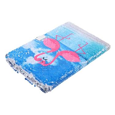 Imagem de SEWACC caderno flamingo bloco de notas infantil decoração de escritório presentes bloco de anotações diário para caderno de glitter instantâneo lantejoulas os alunos escrevem a5