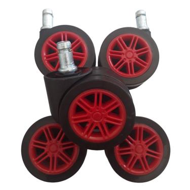 Imagem de Rodizio Cadeira Gamer Vermelho Roda De Poliuretano Kit S55