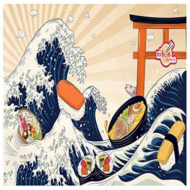 Imagem de Tuyifa 8d Kanagawa Surf Mural Estilo Japonês Ukiyoshi Papel de Parede Cozinha Japonesa Sushi Restaurante Tatami Papel de Parede (169''x118'' (430x300cm), Figure-003)