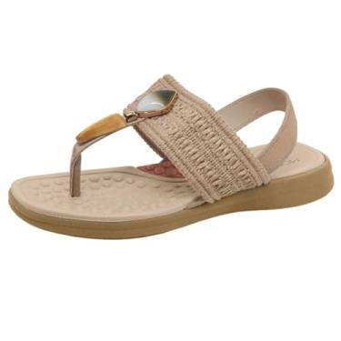 Imagem de Sandália Rasteira Feminina Modare Renda e Pedraria Bege - 34