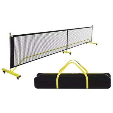 Imagem de Conjunto Portátil De Rede De Pickleball De 22 Pés, Rede De Tênis De Alta Tenacidade Com Suporte, Para Campo Esportivo Interno E Externo (Color : Pulley Yellow, Size : 6.7x0.92m/22x3ft)