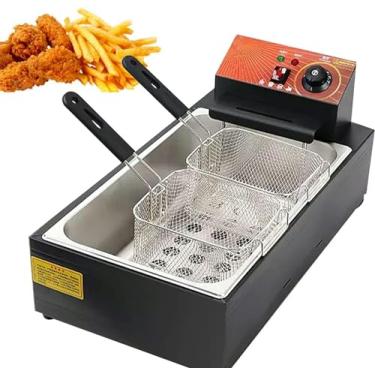 Imagem de Fritadeira Elétrica de Aço Inoxidável Fritadeira Comercial com Cesta e Tampa, Fritadeiras Elétricas de Bancada 20L com Controle de Temperatura para Cozinha Doméstica e Uso em Restaurante, estilo 2