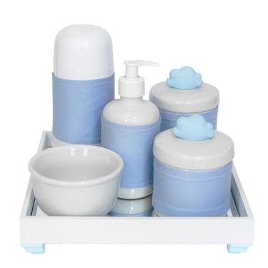 Imagem de Kit Higiene Espelho Completo Porcelanas, Garrafa Pequena E Capa Nuvem