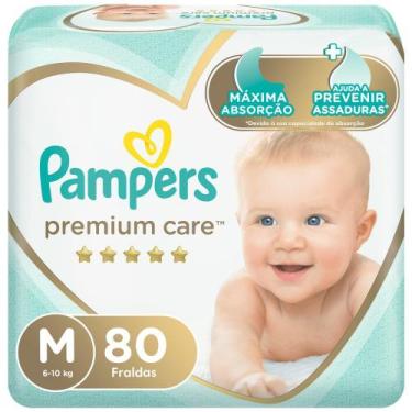Imagem de Fralda Pampers Premium Care Tamanho M Hiper 80 Unidades Descartáveis