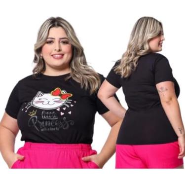 Imagem de Dia Das Mães Moda Feminina Plus Size Kit 5 Tshirts Estampas Variadas Blusinha Camisetinha Manga Curta (46-52, Variadas)