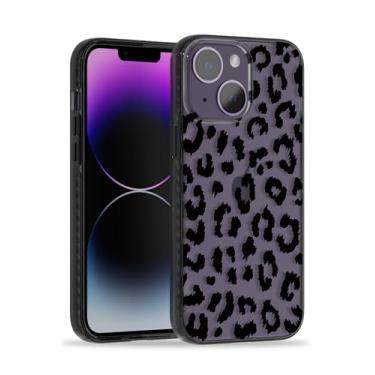 Imagem de SCORPIFY Capa para iPhone 13 com design preto transparente de leopardo, capa de telefone fina bonita para mulheres meninas, com protetor de tela de vidro temperado + protetor de lente de câmera, amortecedor vintage preto elegante