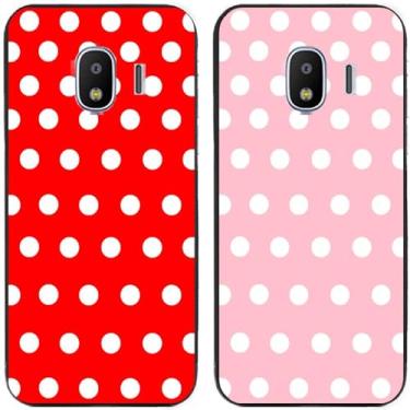 Imagem de 2 peças de capa de telefone traseira de silicone em gel TPU com bolinhas vermelhas e rosa para Samsung Galaxy todas as séries (Galaxy J2 Pro 2018)