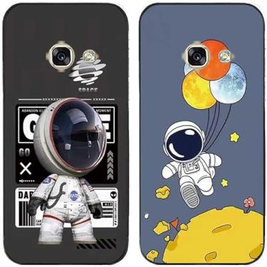 Imagem de 2 peças fashion astronauta impresso TPU gel silicone capa de telefone traseira para Samsung Galaxy todas as séries (Galaxy A7 2017)