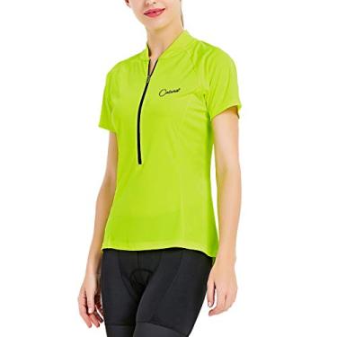 Imagem de Camiseta feminina CATENA de ciclismo de manga curta com absorção de umidade para treino, esportes, Amarelo, Large