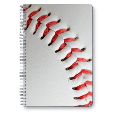 Imagem de Caderno espiral, caderno pautado A5, papel grosso premium, 14,7 x 20,8 cm, caderno pautado para faculdade, para diário, escritório, escola 1 pacote - beisebol
