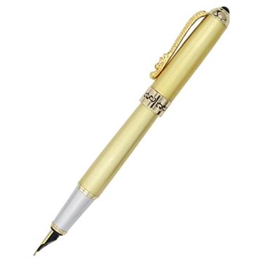 Imagem de Gullor Caneta-tinteiro com conversor de tinta, clipe de dragão dourado, caneta executiva para escrita suave, ponta fina, dourada