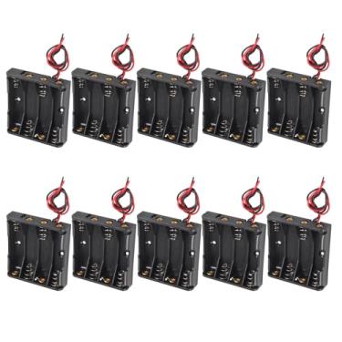 Imagem de DIANN 10 peças de suporte de bateria AAA 4 x 1,5 V AAA caixa de plástico com fio aplicável para controle remoto de eletrodomésticos de brinquedo eletrônico