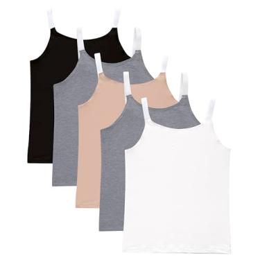 Imagem de Hanes Conjunto de camisetas femininas Big Originals Tween Crop Cami, moda sortida, pacote com 5, preto, nude, cinza, branco, Preto, nude, cinza, branco, G