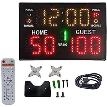 Imagem de Placar eletrônico Placar de basquete e cronômetro de tiro Placar de mesa portátil Placar digital de mesa profissional montado na parede eletrônico alimentado por bateria