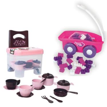 Imagem de Brinquedos Menina Carriola Block e Cadeira Cozinha Baú Divertido