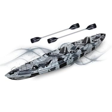 Imagem de Caiaque Duplo De Pesca Modelo K2 Pró Fibra 2 Lugares + Remos (CAMUFLADO CINZA)