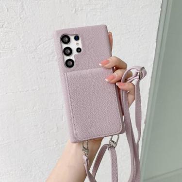 Imagem de Capa de telefone de couro crossbody para Samsung Galaxy S23 S21 FE S24 Ultra S22 Plus A54 A34 A14 A24 A35 A55 A15 A25 M54 Capa carteira, roxa, para Galaxy A15
