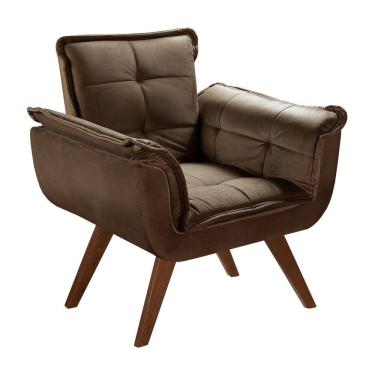 Imagem de Poltrona Pé Palito Decoração Sala Quarto Recepção Bella Opala Marrom