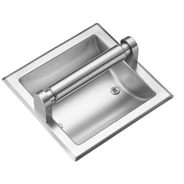 Imagem de Suporte de papel higiênico embutido em níquel escovado na parede, suporte de papel higiênico para Mega Roll Metal Banheiro Tp Hanger Armazenamento no armário para espaços pequenos, design durável com