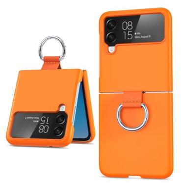 Imagem de Capa fosca com anel de dedo para pc, samsung galaxy z flip zflip 6 5 4 3 zflip6 zflip5 zflip4 zflip3 candy, laranja, para z flip6