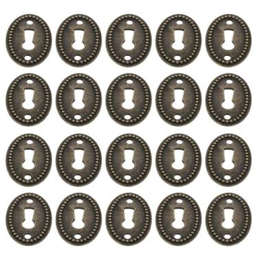 Imagem de 20 Unidades Guarnição Da Gaveta Chave Placa De Buraco De Fechadura Estampada Oval Escudo Chaves Antigas Chaves Velhas Antiguidades Tampa Do Buraco Da Fechadura Da Porta Liga Painel