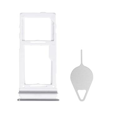 Imagem de BESJMYT Substituição da bandeja do cartão SIM para Samsung Galaxy A52 5G (versão SIM único) - Incrível adaptador de suporte de compartimento de bandeja de cartão branco com ejetor de agulha para A52