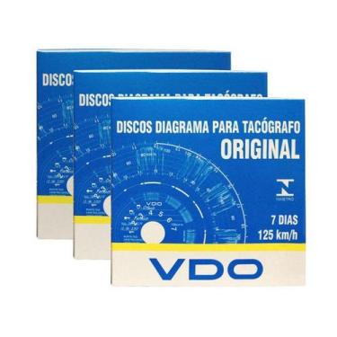 Imagem de Kit 3 Caixas Disco Diagrama Tacógrafo 7 Dias Semanal 125km/h - VDO