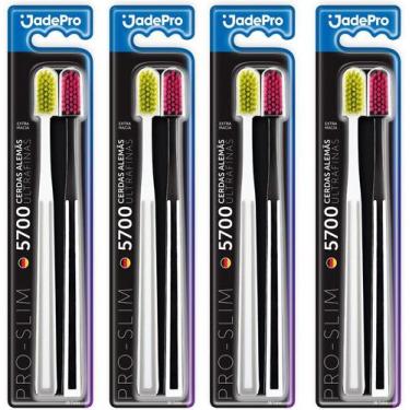 Imagem de Kit 8 Escovas De Dente 5700 Cerdas Alemã Ultra Finas Jadepro