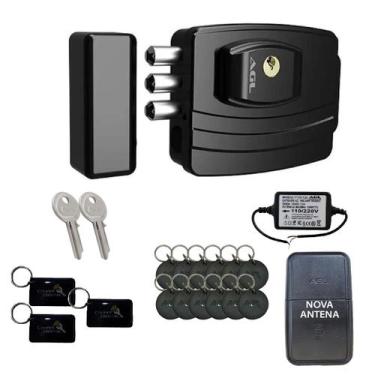 Imagem de Kit fechadura eletronica agl ultra card preta + 10 tag extras