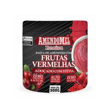 Imagem de Pasta Amendoim Sabor Frutas Vermelhas Adoçado Stévia 500G - Amendomel