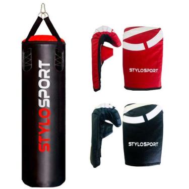 Imagem de SACO DE PANCADA STYLO 120x100 + 2 LUVAS DE TREINO BATE SACO (ADULTO) -