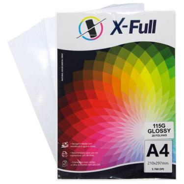 Imagem de Papel Glossy A4 115g Fotográfico Branco Brilhante X-Full com 20 Folhas